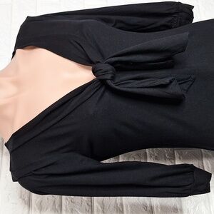 BANANA REPUBLIC Black V Neck Tie Front 3/4 Sleeve Super Soft Top